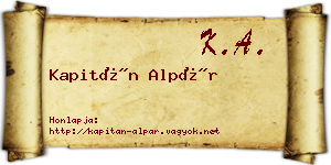 Kapitán Alpár névjegykártya